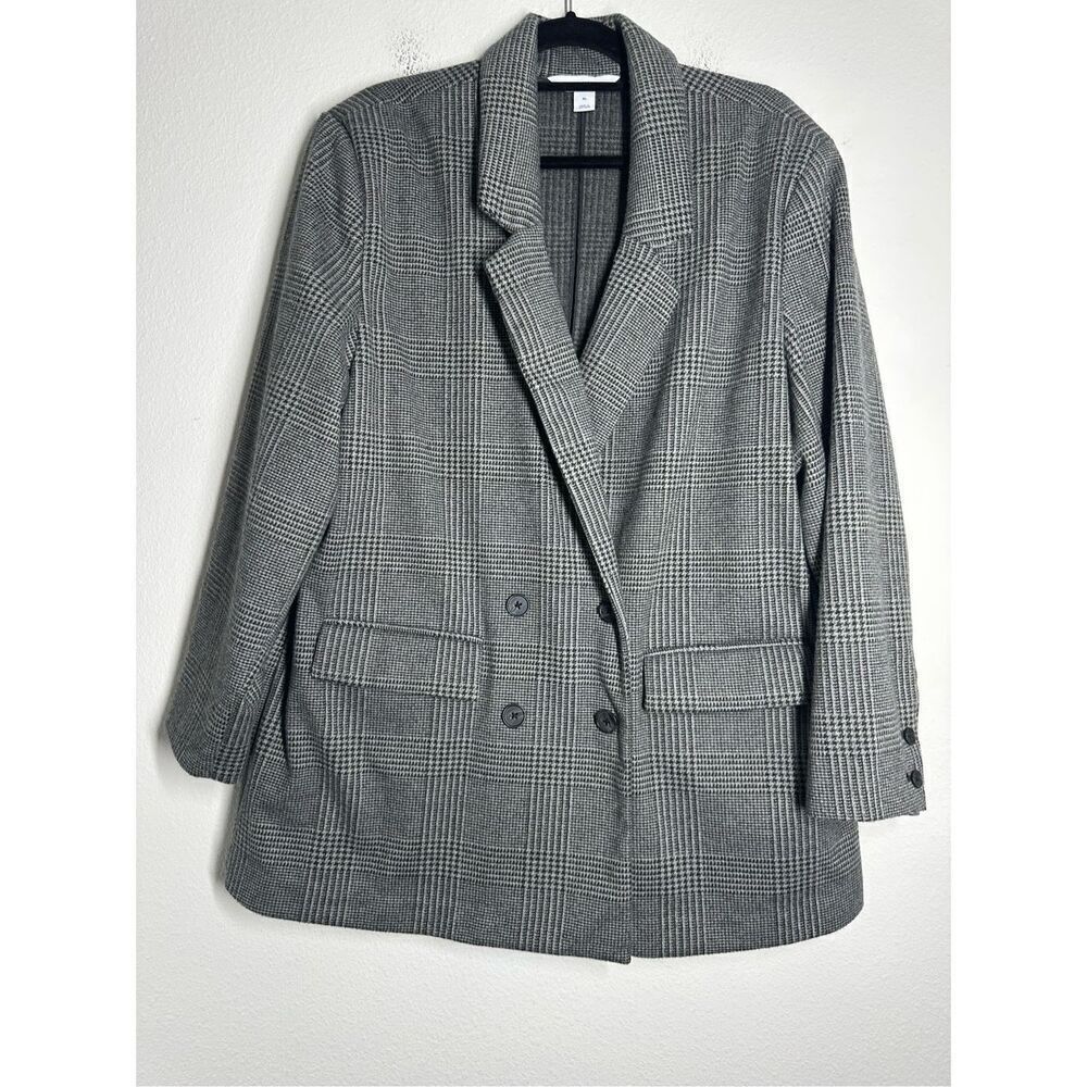 Old Navy Women’s Double-Breasted Textured Houndstooth Plaid Blazer Sz XL